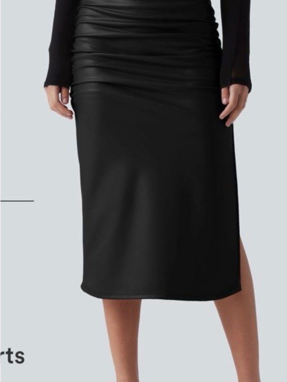 NWT Halara faux stretch leather midi skirt with attached shorts